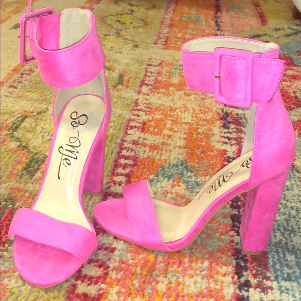 Hot pink suede heels